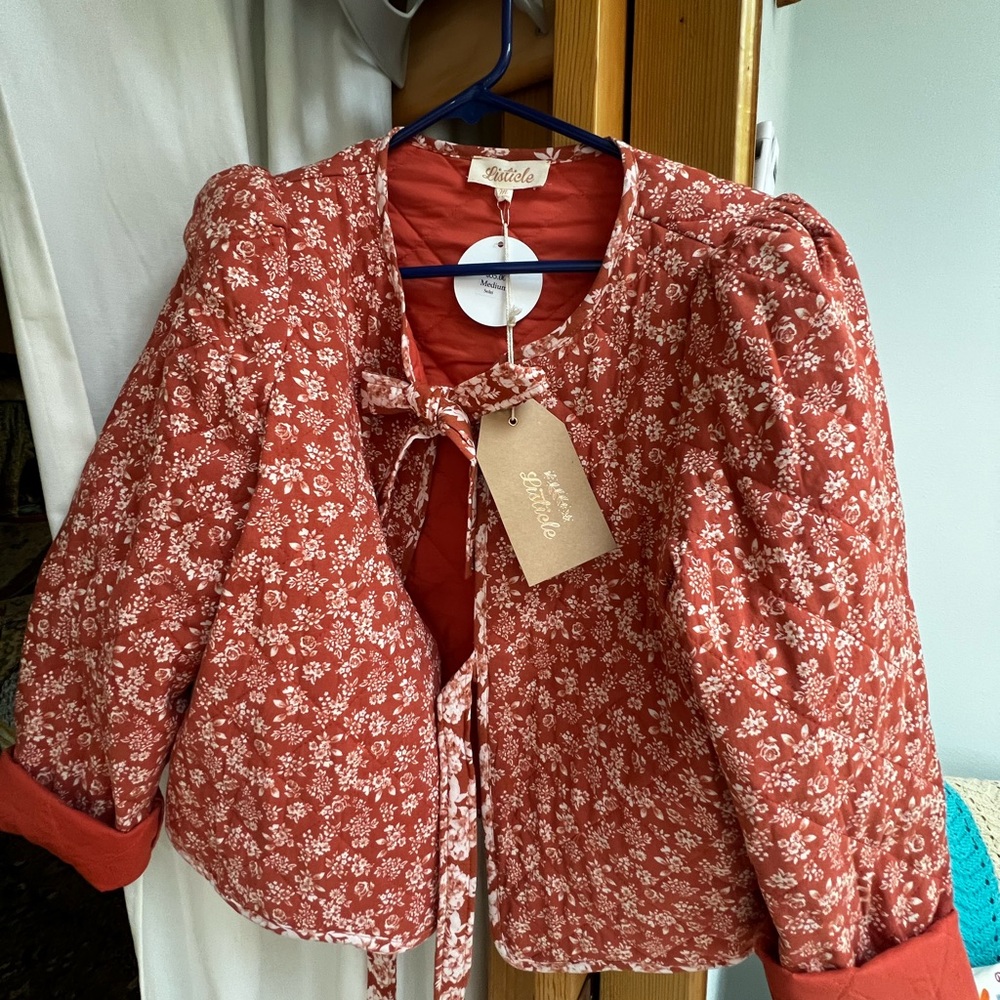 Quilted Listicle tie jacket NWT size M